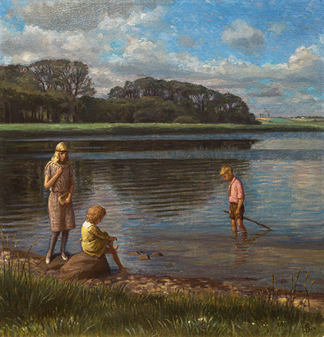 Christian Bang: Scene ved Holckenhavn Slot (19XX). I familiens eje. Affotografering af Ole Haupt. 