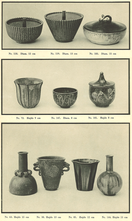  Arne Bang: Udvalg af stentøjsproduktionen fra kataloget 1937. Skan af Simon Bang. I familiens eje. 