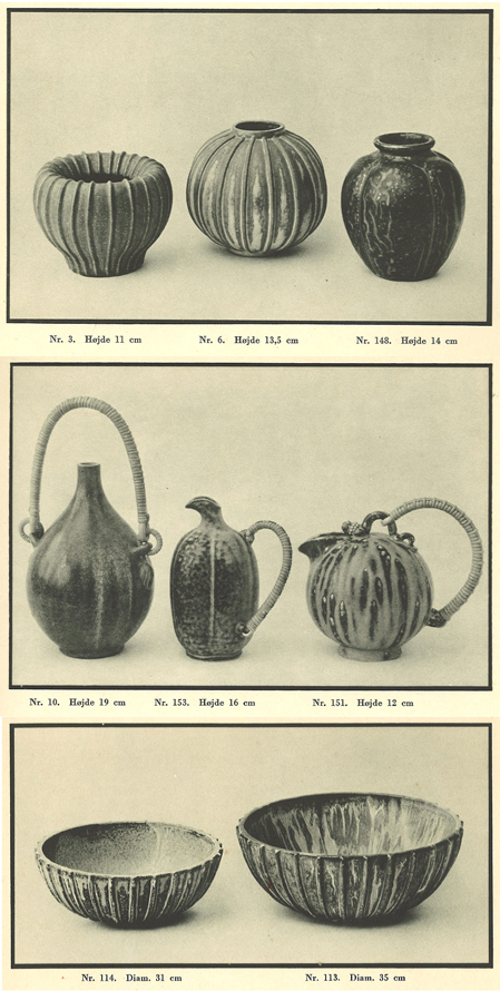 Arne Bang: Udvalg af stentøjsproduktionen fra kataloget 1937. Skan af Simon Bang. I familiens eje. 